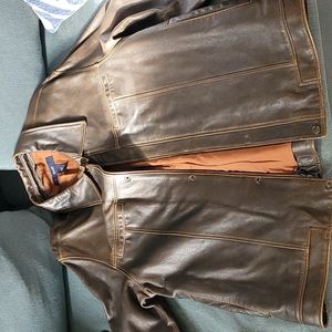 Brown Gap Men's Leather Jacket -Size large